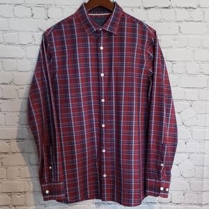Fairlane 24/7 Medium Men's burgundy plaid shirt